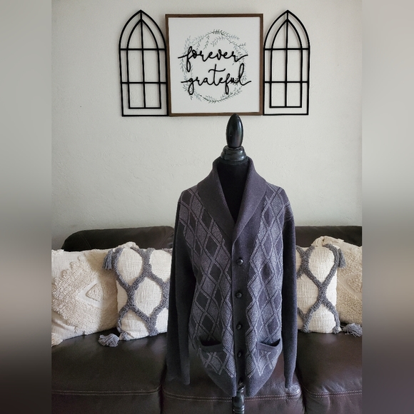 Brooks Brothers 100% Saxxon Wool Fisherman Plaid Fair Isle Gray